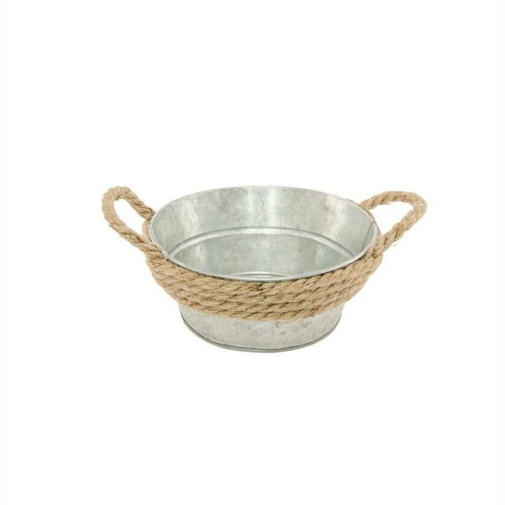 POT ZINC AVEC 2 ANSES CORDE 16X16X7CM,Farfouil en fÃªte,A definir