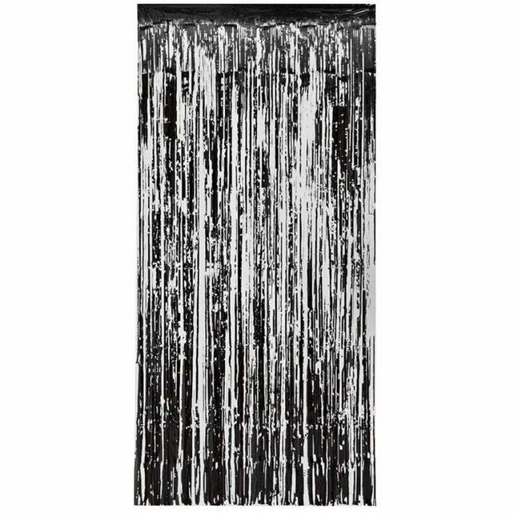 Rideau frangé métallisé 100 x 200 cm - Noir,Farfouil en fÃªte,Décorations