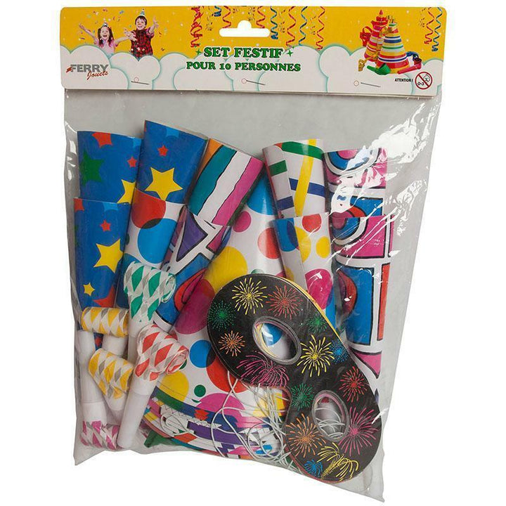 SACHET COTILLONS 10 PERSONNES,Farfouil en fÃªte,Cotillons, serpentins, sans gênes, confettis