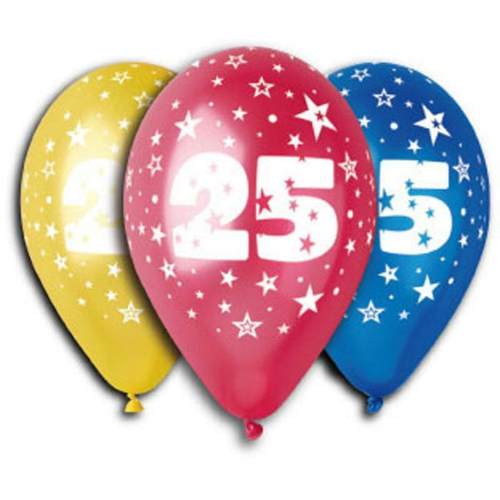 SACHET DE 10 BALLONS METAL MULTI NOMBRE 25,Farfouil en fÃªte,Ballons