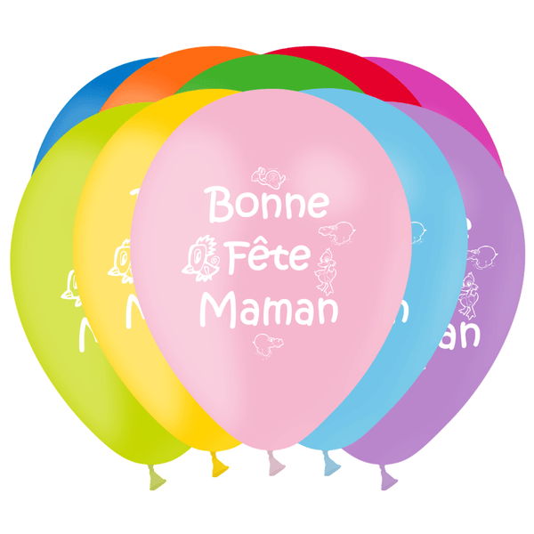 Sachet de 100 ballons "Bonne Fête Maman" multicolores 11" 28 cm Balloonia®,Farfouil en fÃªte,Ballons
