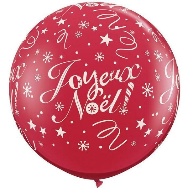 SACHET DE 2 BALLONS ROUGE RUBY JOYEUX NOËL 3' QUALATEX©,Farfouil en fÃªte,Ballons