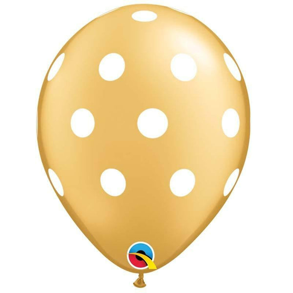 SACHET DE 25 BALLONS OR À POIS BLANC 11" QUALATEX,Farfouil en fÃªte,Ballons
