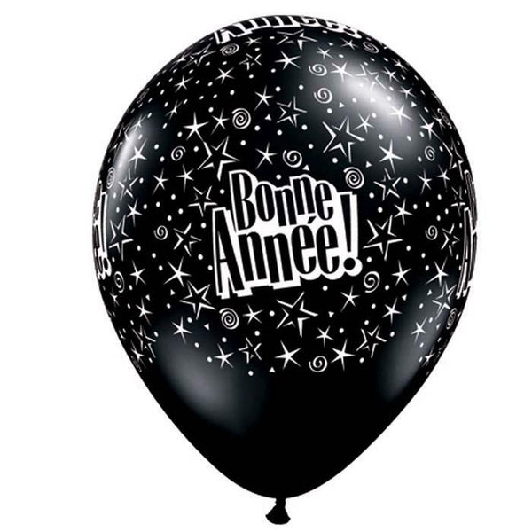 Sachet de 50 ballons noirs "Bonne Année" 11" 28 cm Qualatex®,Farfouil en fÃªte,Ballons