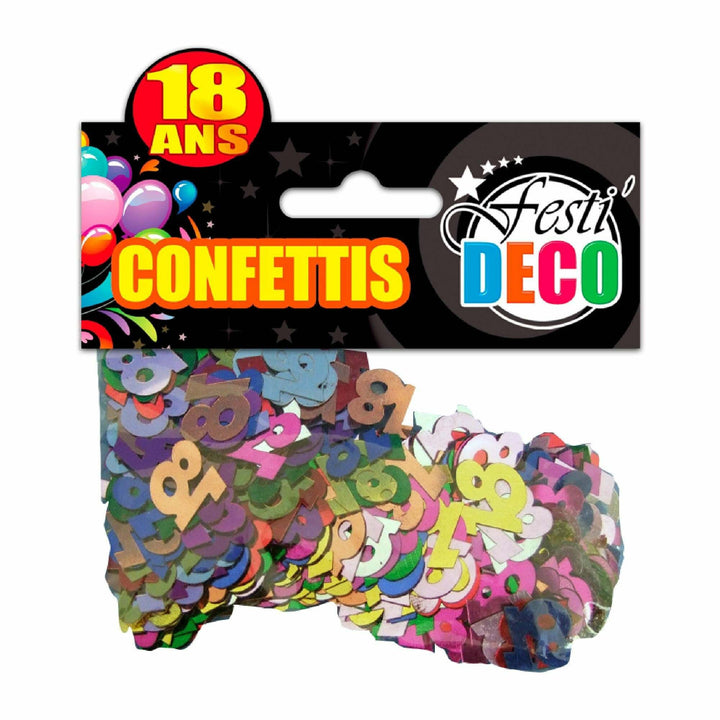 Sachet de confettis de table multicolore - 18 ans,Farfouil en fÃªte,Confettis de table, pétales, graviers