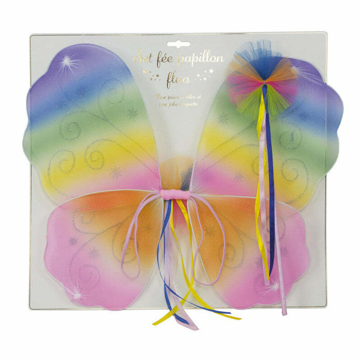 Set de fée papillon multicolore fluo pour enfant,Farfouil en fÃªte,Ailes
