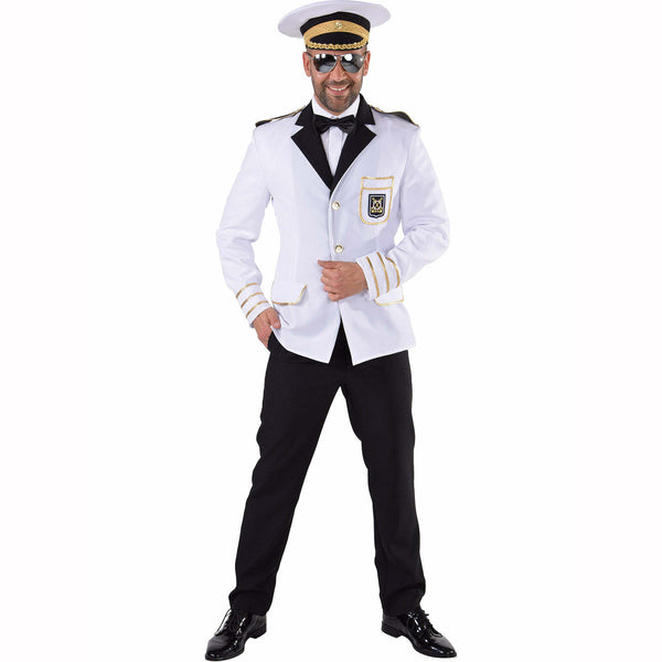 Veste luxe adulte de capitaine marin Navy blanc homme,Farfouil en fÃªte,Déguisements