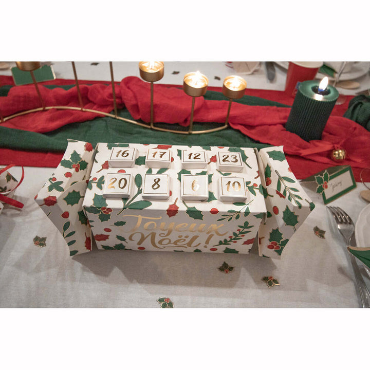 Calendrier Cracker de l'avent perpétuel à remplir - Houx de Noël,Farfouil en fÃªte,Décorations