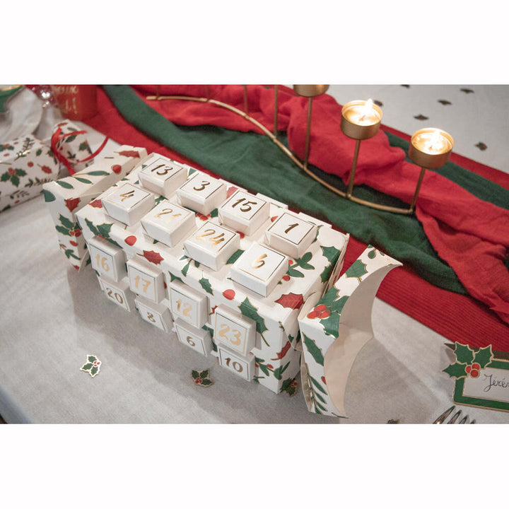 Calendrier Cracker de l'avent perpétuel à remplir - Houx de Noël,Farfouil en fÃªte,Décorations