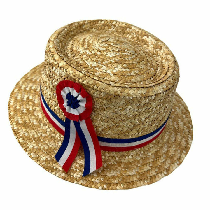 Chapeau Canotier France avec cocarde et ruban adulte,Farfouil en fÃªte,Chapeaux