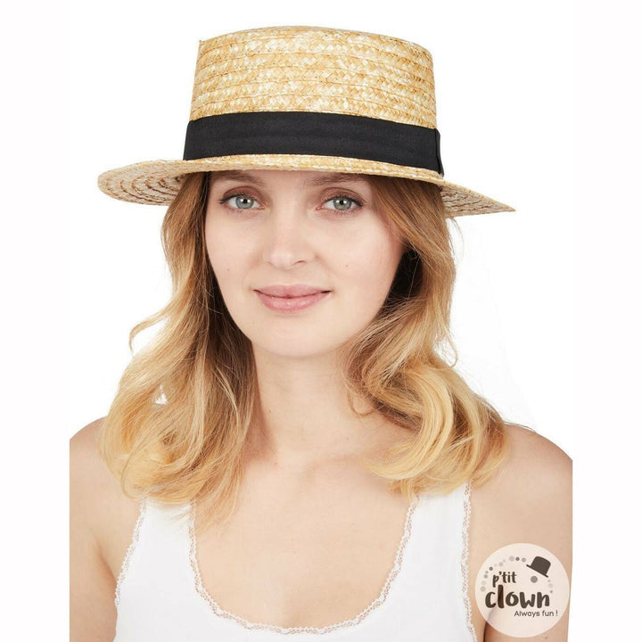 Chapeau canotier paille blanc adulte luxe,Farfouil en fÃªte,Chapeaux