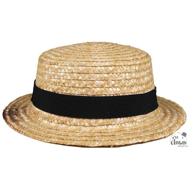 Chapeau canotier paille blanc adulte luxe,Chapeaux,Farfouil_en_fete