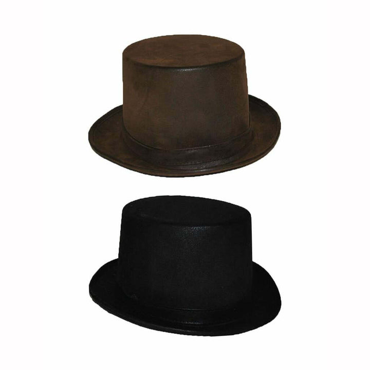 Chapeau  haut de forme look cuir noir ou marron adulte,Farfouil en fÃªte,Chapeaux