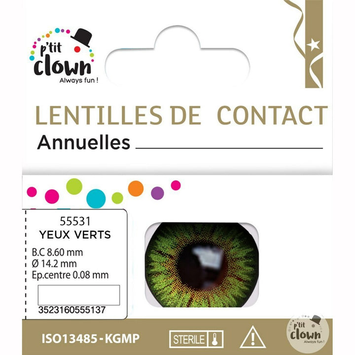 Paire de lentilles fantaisies annuelles naturelles vertes,Farfouil en fÃªte,Lentilles de contact