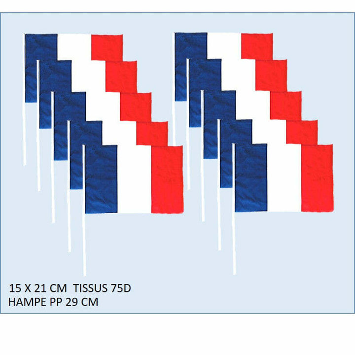 Sachet de 10 drapeaux en tissu France 15 x 21 cm,Farfouil en fÃªte,Drapeaux